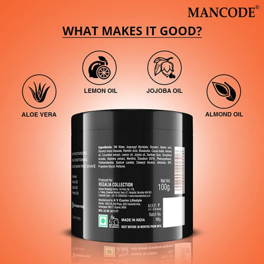 Mancode Pre-Shave Balm for Men | 100gm | Balm Softens your Beard | Provides Razor Glide for a Smooth Zesty Shave | Apply to Prevent Shaving Irritation and Razor Burns | Cut & Irritation Free Shave.